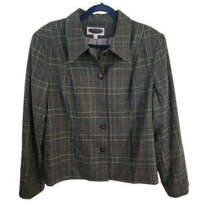 Vintage Renlyn New York Dark Academia Forest Green Plaid Blazer Size 14